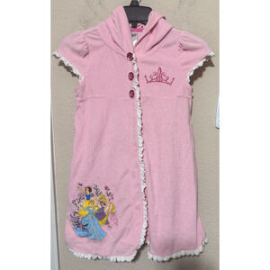 Disney Store Princesses Terry Cloth Beach Cover Up Robe Pink Girls Size 7/8